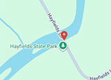 Google map thumbnail showing Hayfields State Park's location